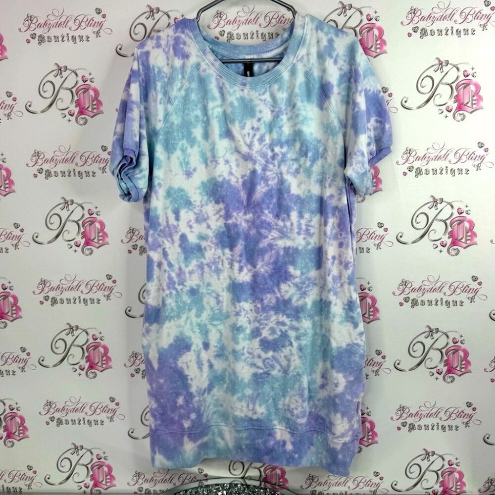 Design Lab dress long boho Blue Tie-Dye Top tee shirt style long dress